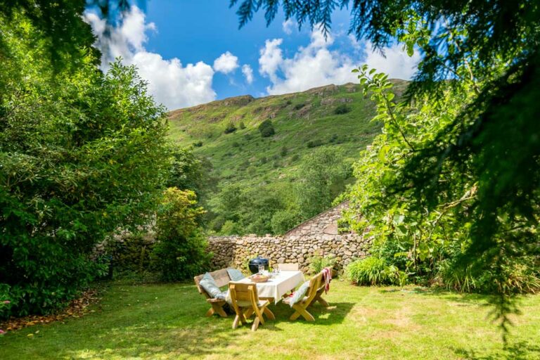 Chill in the Farmhouse garden and soak up the fell views.